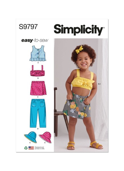 Simplicity 9797 Kleinkinder Top Rock Hose Hut NäHen Muster GrößEn 6 M - 4 Jahre-image