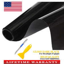 Dark Black 12x72 Smoke Headlight Taillight Fog Light Tint Film Vinyl Wrap Usa