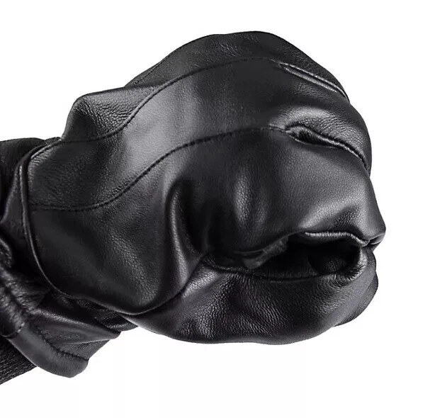 Guantes de pantalla táctil de cuero forrados negros Dockers para hombre (45DK020043) tallas M/L/XL Foto 4 de 4