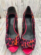 Nine West Danee Hot Pink Orange Leopard High Heel 4" Pumps Shoes Size 8-1/2 Shoe