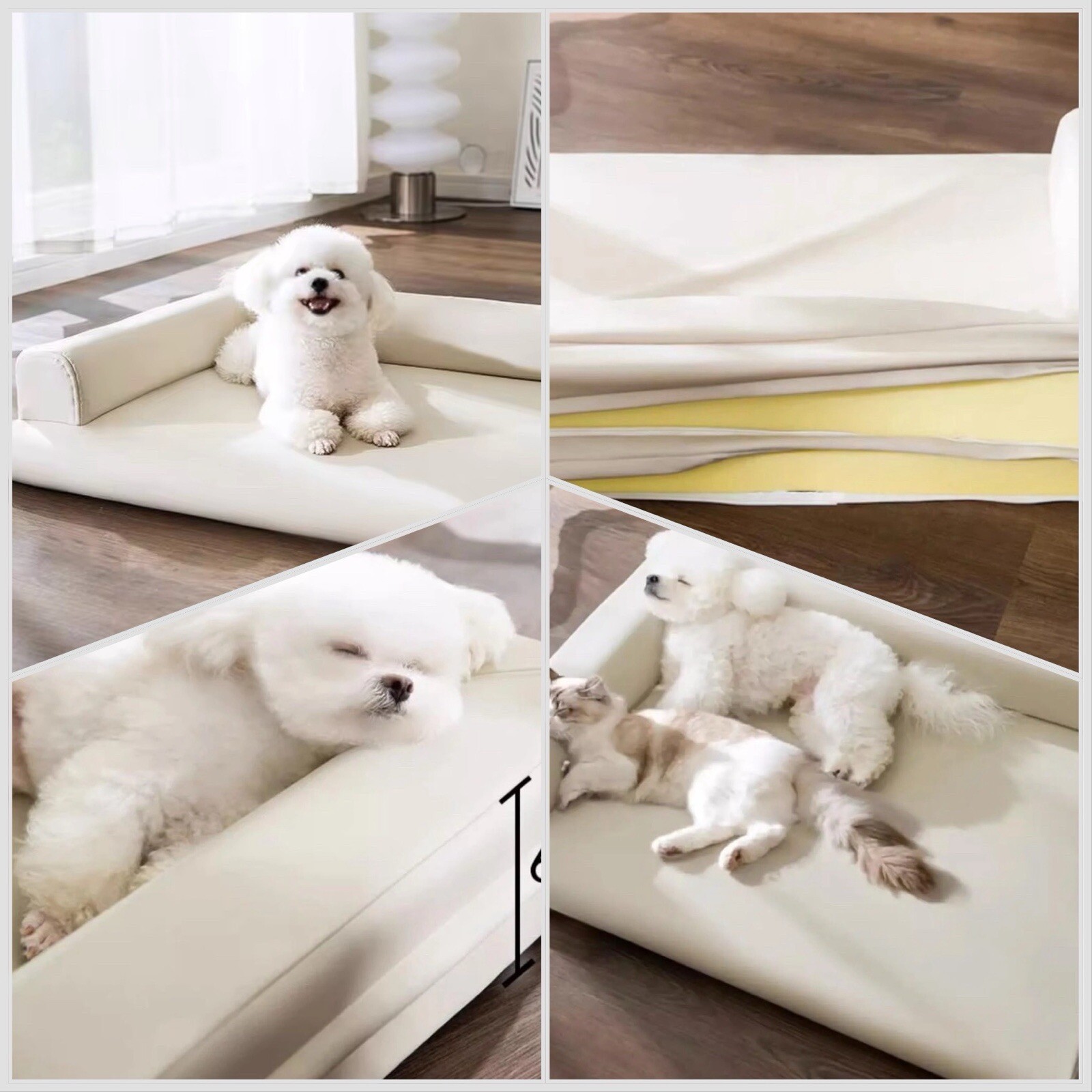 Panier chien en cuir lavable noir pour préserver le canapé du salon