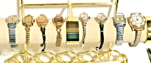Vintage Ladies Watch lot of 8, Elgin Bulova Timex Rodania & more watch Untested