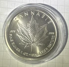 1 OZ .999 PURE SILVER PROOF 2013 CANNABIS COA ROUND COIN SILVER SHIELD WASTEWEET