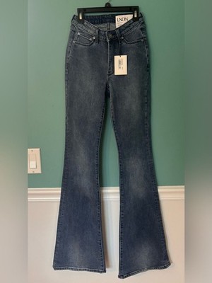 Y2K Dark Wash Flare Jeans Bell Bottom Stretch Denim NWT 23