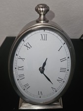 Pottery Barn Pocket Watch Clock On Stand Silver Round Analog Works Sometimes Pottery Barn Pocket Watch Clock On Stand Silver Round Analog Works Sometimes - Image 1