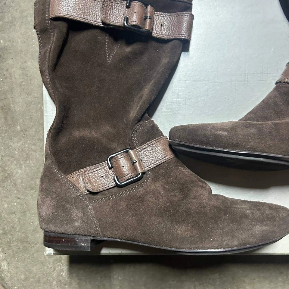 Marc Fisher Hopkins Botas Planas Marrón Gamuza Cuero Inclinadas Sobre el Tobillo Talla 8 M Foto 2 de 4