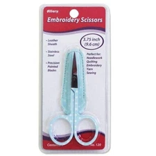 Allary 120 Embroidery Scissors 3.75" with Leather Sheath in Blue Polka Dot...