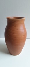 Lovatts Langley Ware Matt Orange /Rust Art Pottery Vase Incised Line Decoration