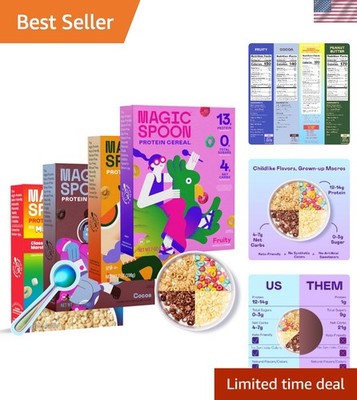 Nostalgic Crunch: Low Carb, High Protein Cereal Variety - Fruity, Cocoa & More