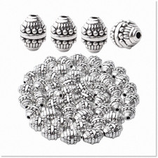 50pcs Antique Silver Bicone Spacer Beads for Jewelry Making