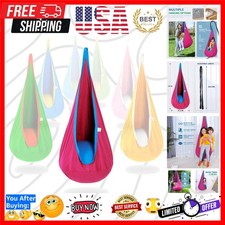 Kids Pod Swing Seat, Cotton Child Hammock Swing Chair, Sensory Swing for Indo...