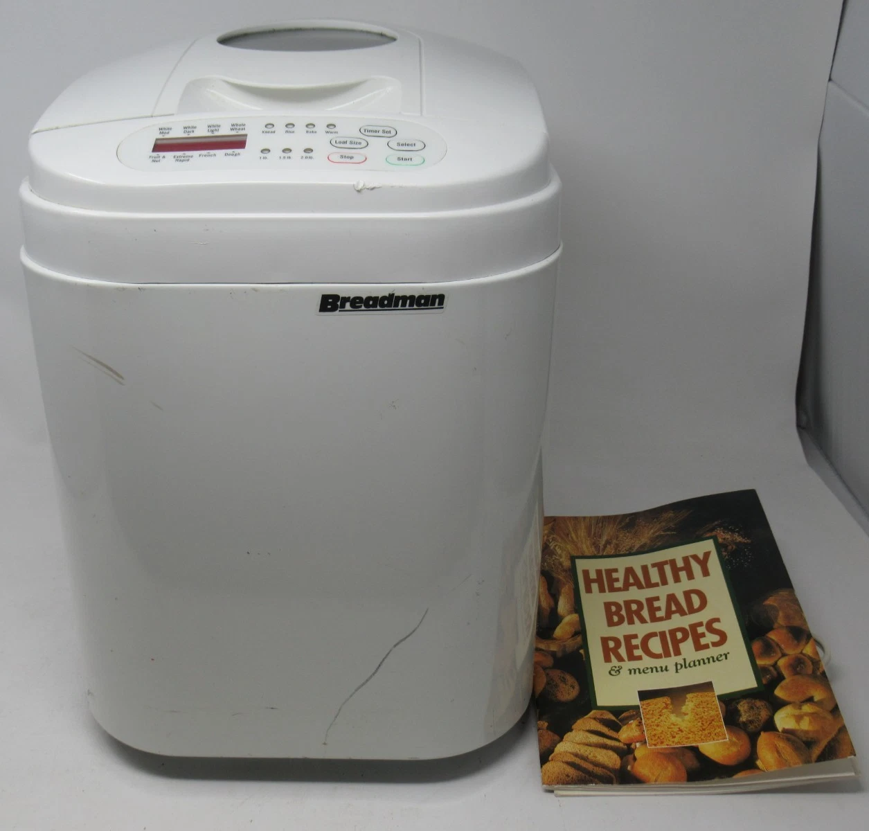 BREADMAN 1-2 LB. DIGITAL BREAD MAKER WHITE TR444, BREAD MACHINE FRUIT & NUT +