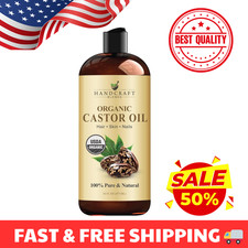 Premium Organic Castor Oil 100 Pure and Hexane-Free Cold-Pressed Beauty 16 fl.