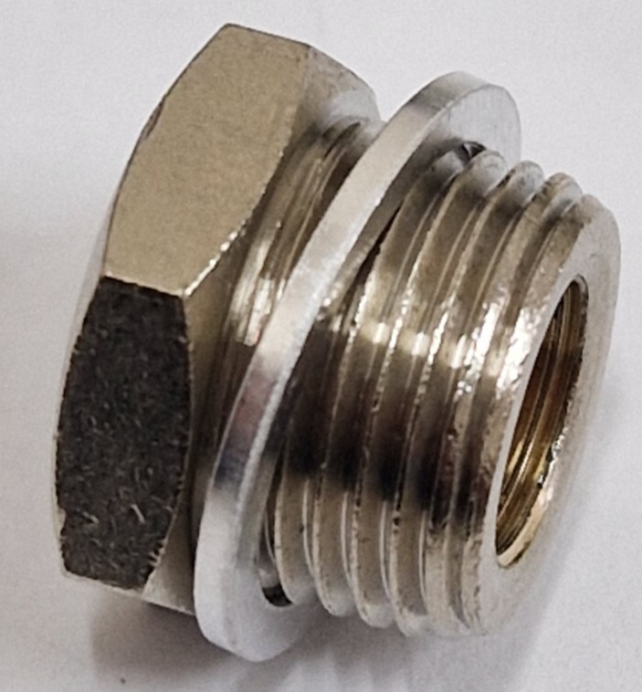 3/8"" BSPP Male to 1/8"" NPT Female Reducing Bush Nickel Plated Brass