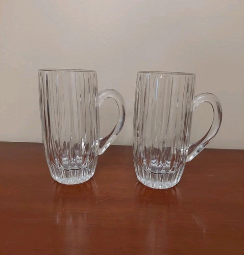 2 Mikasa Crystal Park Lane Tall Beer Mugs 7"