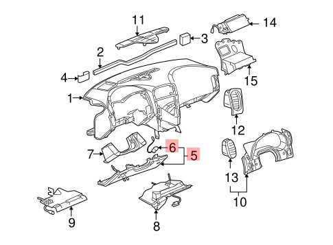 05-13 CHEVROLET CORVETTE C6 LEFT DASHBOARD LOWER KNEE TRIM PANEL BOLSTER OEM