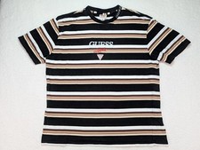 Guess Originals Vintage T-Shirt Black Brown Striped Men's Size Medium