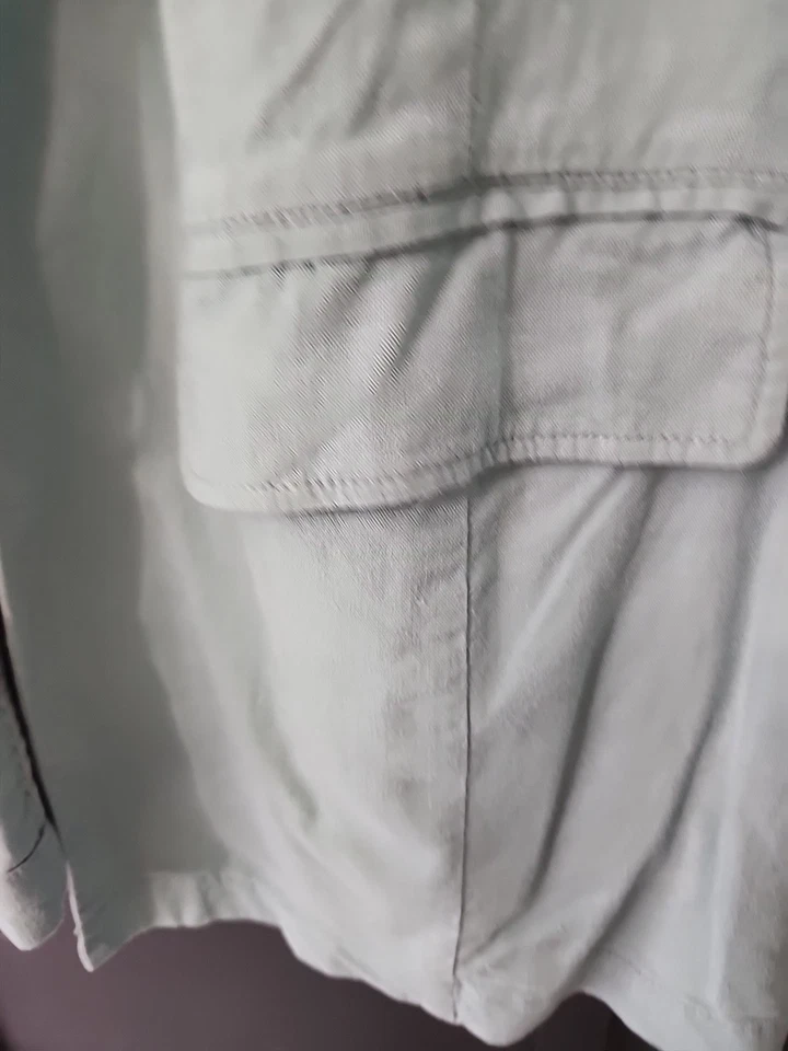 Blazer Torrid Mezcla Lino, Ligero, Azul, Talla 1, Bolsillos, Elástico Foto 4 de 4