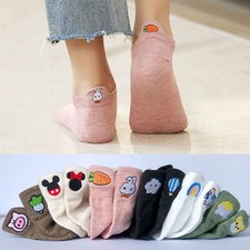 10 Pairs Women's Ankle Socks Summer Cute Cartoon Embroidery Heel Tab Daily Casua
