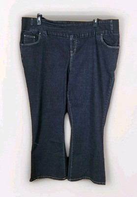 Woman Within Bootcut Jeans 26W Petite 26WP Black Denim Pull On Elastic Pants