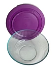 Pyrex Clear Ribbed Glass Mixing Bowl With Lid - Size 4.5QT Made in USA