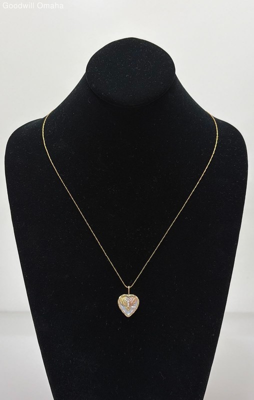 Stamper 10KT/12KT Black Hills Gold Heart Pendant on G.F Chain Necklace - Tested