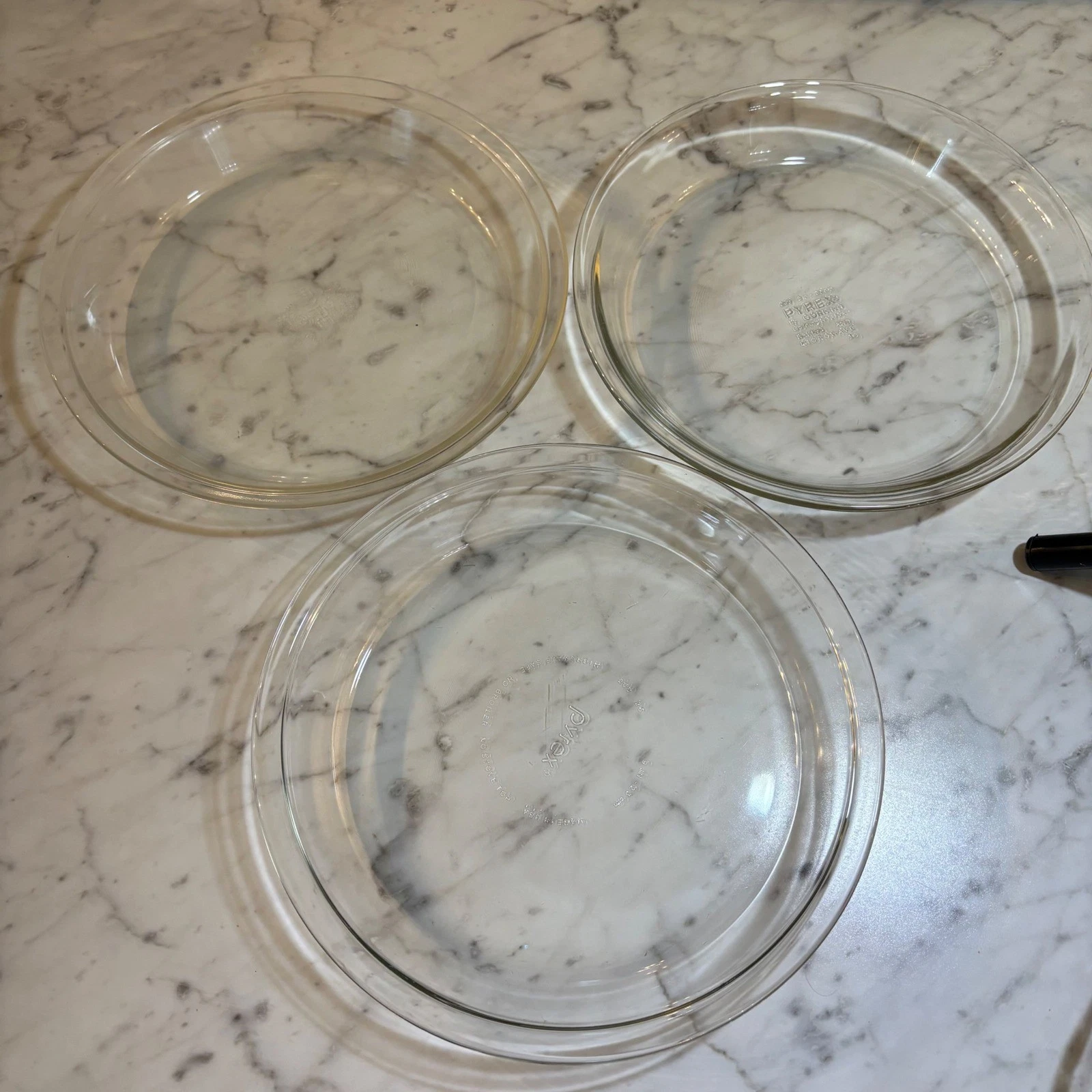 Pyrex Vintage Clear Glass 9 Inch Pie Plate Set of 3 Models 209 229 Baking Dish