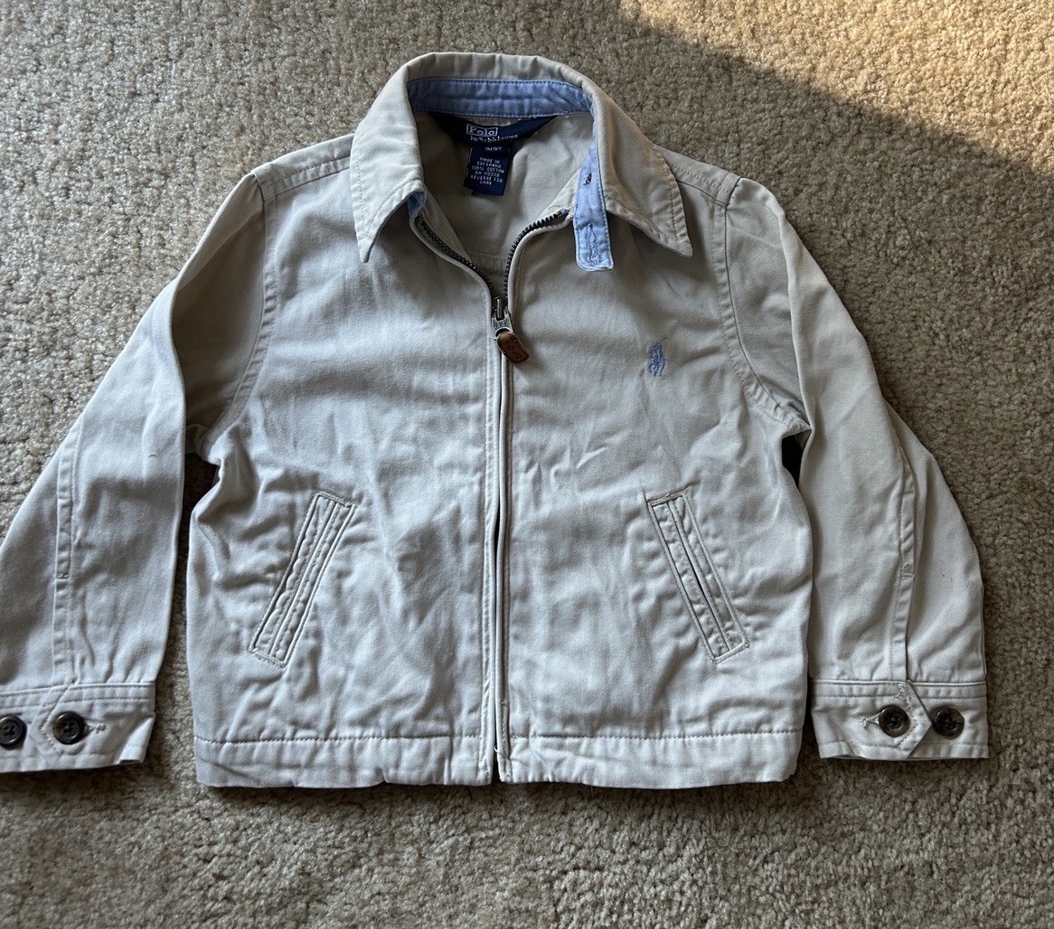 PONY Polo Ralph Lauren Vintage Harrington Giacca Full Zip Ragazzo Tg 3T