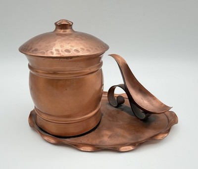 Gregorian Copper Arts & Crafts Tobacco Jar Humidor and Pipe Holder Vintage USA