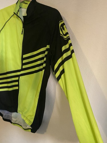 Canari Full Zip Geometric Print Black and Yellow Cycling Long Sleeve Jacket Sz L - Picture 11 of 16