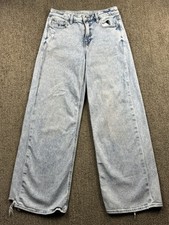 American Eagle Womens 2 Reg Super High Rise Baggy Wide Leg Jeans Distressed