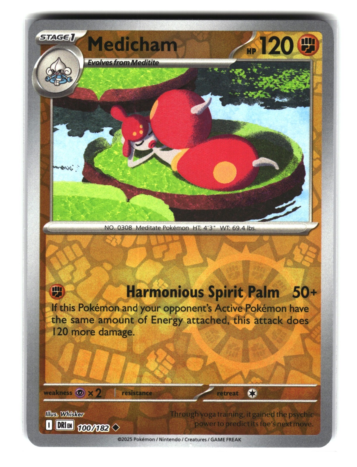 Medicham 100/182 Reverse Holo Pokemon Card NM