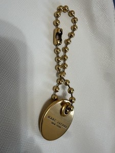 MARC JACOBS Bag Charm Gold Tone Keychain Fob Key Chain Purse Accessory