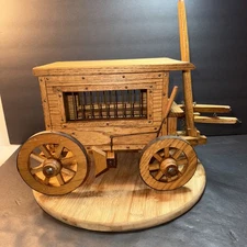 Wooden Cedar Model Of A Vardo (Gypsy Wagon) Handmade Amazingly Detailed Signed
