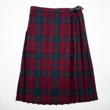 Edinburgh Woollen Mill Girls Kilt Wool Tartan Plaid Red Pleated Skirt Age 12 UK
