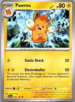 Pawmo 075/193 Uncommon Paldea Evolved Pokemon Lightly Played