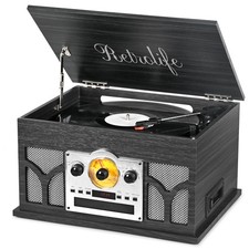 10-in-1 Record Player with Built-in Speakers Wireless Playback, CD Cassette ...