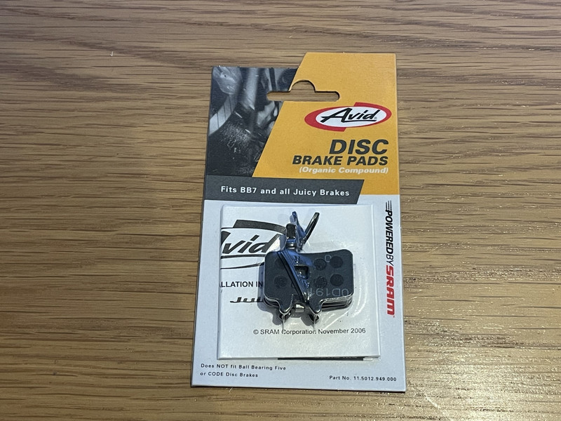 Sram Avid Juicy/BB7 Bike Disc Brake Pads Organic W/ Aluminium Back Plate