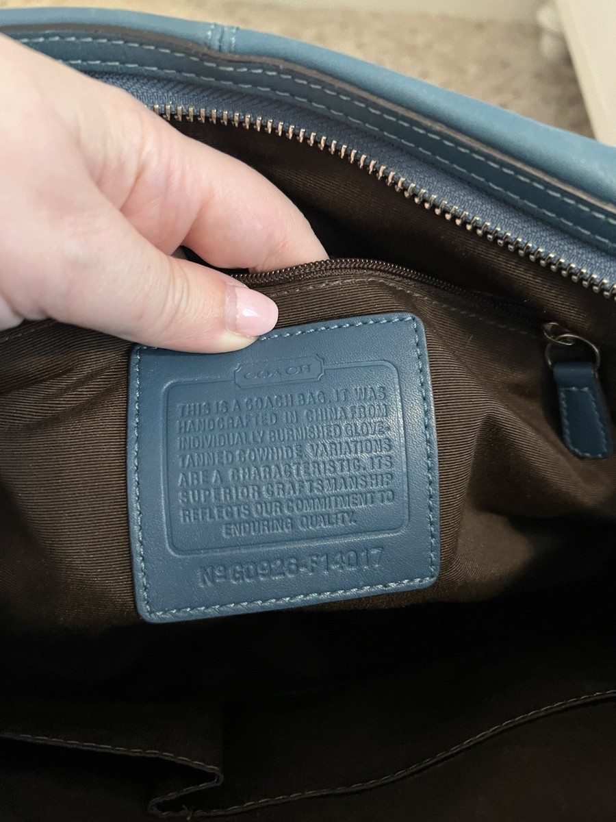 Coach F14017 Chelsea Vintage Teal Blue Turnlock Detail Tote