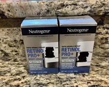 Two 1.7 Ounce Neutrogena Rapid Wrinkle Repair RETINOL PRO+ Night Cream Lot NIB