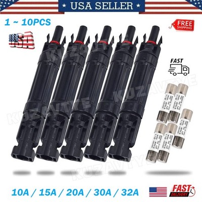 10A 15A 20A 30A 32A in-line Fuse Holder with Fuse Solar PV Connector 1~10 Pieces
