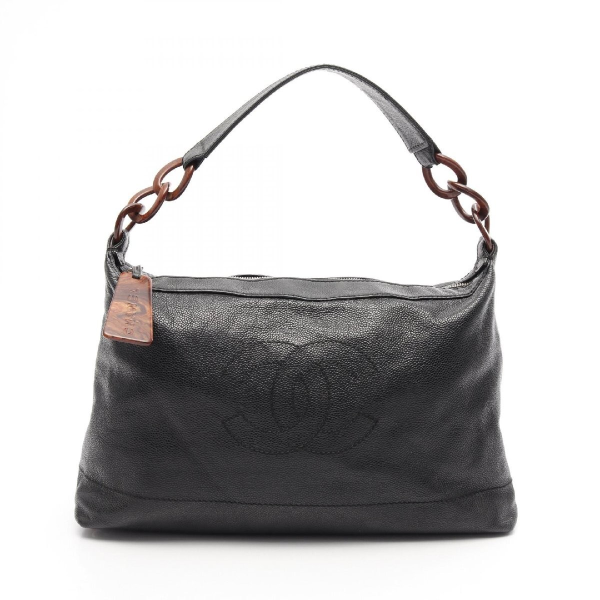 Chanel Coco Mark Calf Leather Shoulder Bag 108747 Black