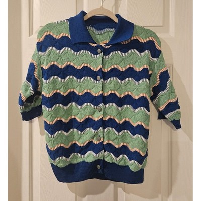Odeeh Knit Cardigan Sweater S Organic Cotton Italy Multicolor Button Front SS