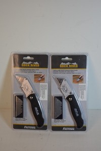 Lot 2 Rock River Folding Utility Knife quick Change, Belt Clip w/ 10 pack blade