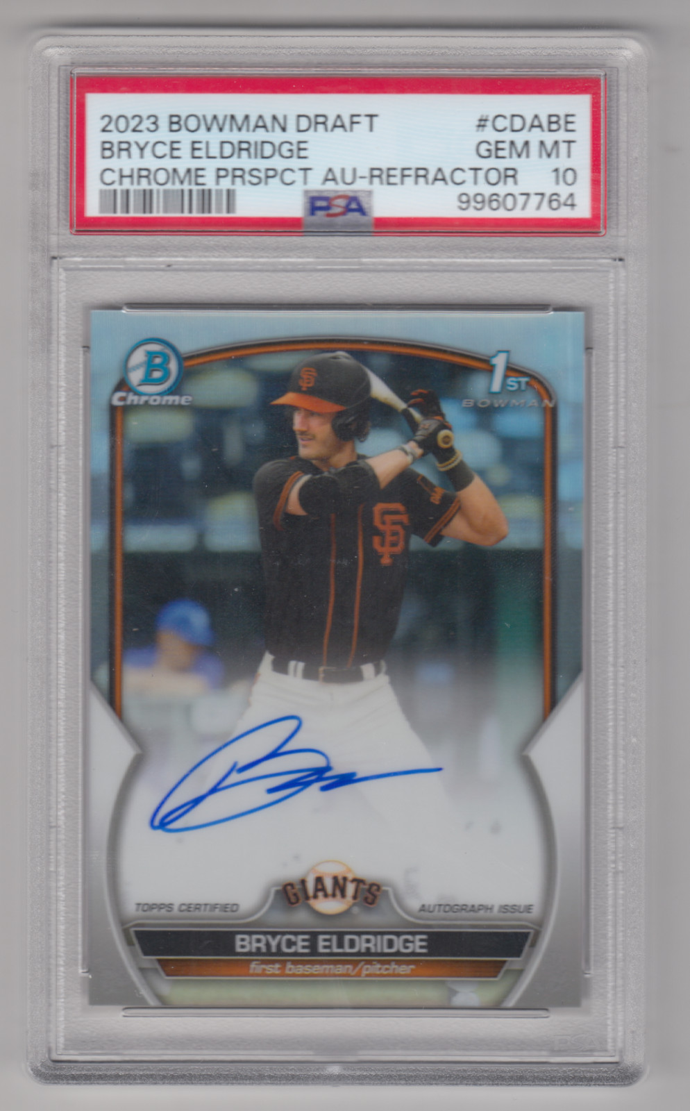 2023 BOWMAN DRAFT CHROME BRYCE ELDRIDGE 1ST RC REFRACTOR AUTO /499 PSA 10 GIANTS