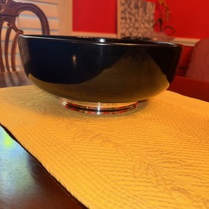 MCM Towle  925 Sterling Base Black Melamine Serving Bowl 11”