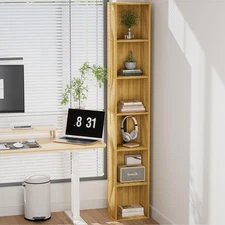 Tall Narrow Bookshelf 6-Tier Bookcase,70.5" Skinny Thin Corner Shelf Slim Sto...