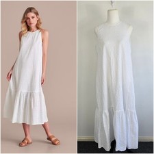 Preview Target Size 12 White Broderie Anglaise Drop Waist Dress Cottagecore