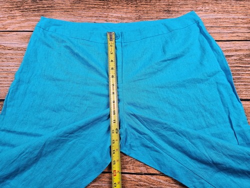 Ashley Stewart Linen Rayon Blend Capris Womens 20 Pants Pockets Blue EUC - Picture 8 of 9