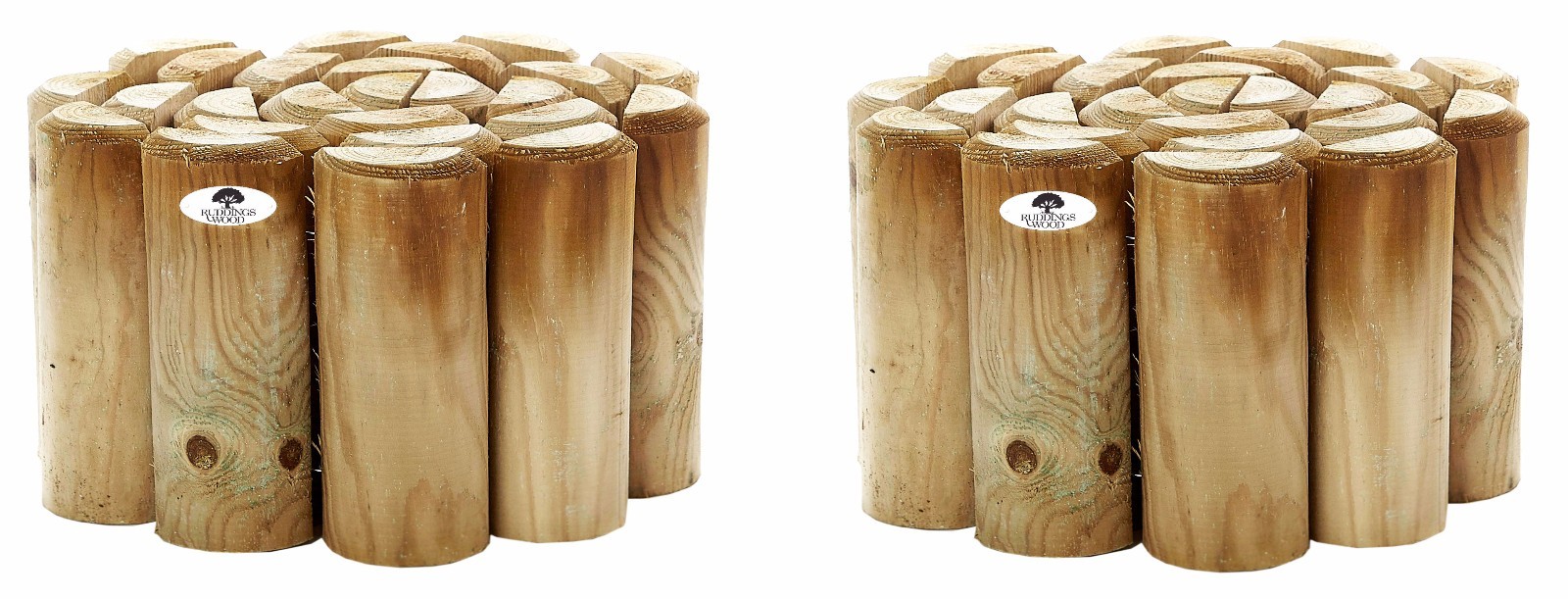 log Rolls Garden Border Log Roll Lawn Border Edging Wooden Set of 2 x 7"" high